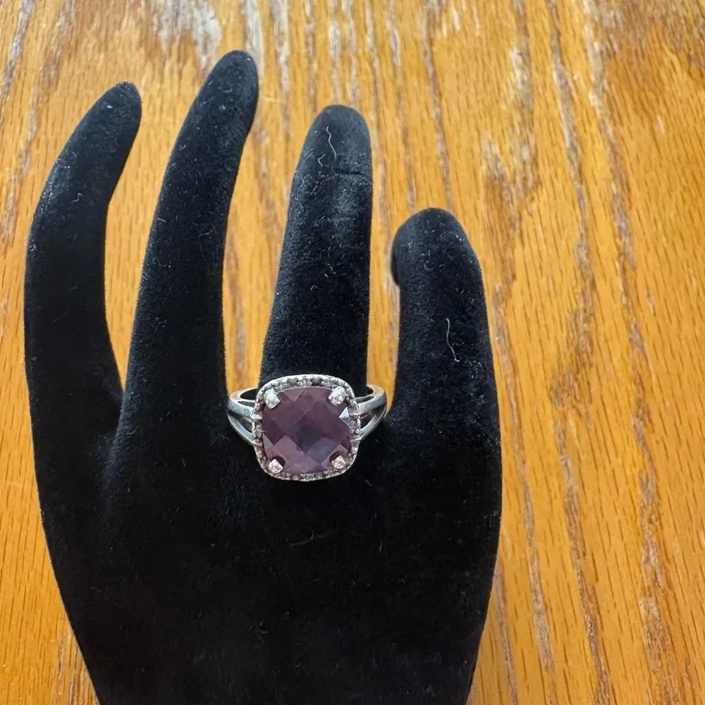 Sterling Silver Lab Created Alexandrite Halo Ring - Elegant Women's Jewelry